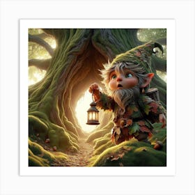 Gnome In The Forest 1 Art Print