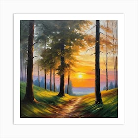 Sunset In The Woods 19 Art Print