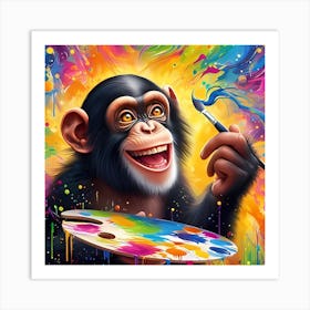 Chimpanzee Artist Art Print