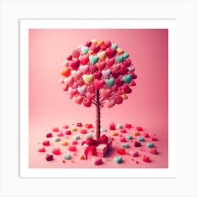 Candy hearts tree in Valentines day 2 Art Print