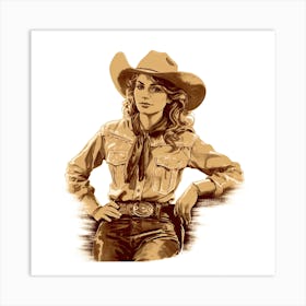 Retro Cowgirl 2 Art Print