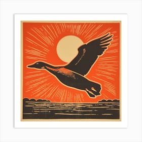 Retro Bird Lithograph Goose 1 Art Print