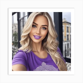 Woman In Purple Shirt Art Print