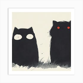 Two Cats With Red Eyes Art Print