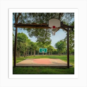 Basketball Court In The Park Art Print