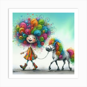 Girl With A Pony Art Print