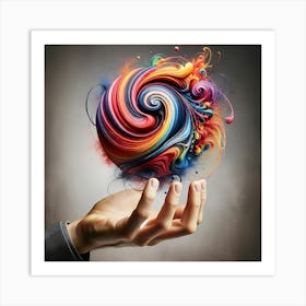 Colorful Swirling Sphere Art Print