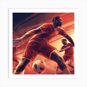 Soccer Players In Action Art Print