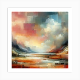 Landscape painting of Sunset Art Print