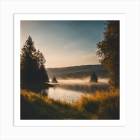 Misty Lake Art Print