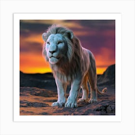 Lion In The Desert Art Print