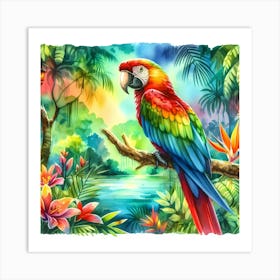 Parrot In The Jungle Art Print