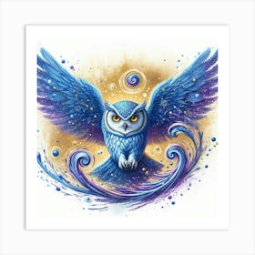 Blue Owl Art Print