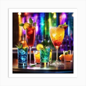 Colorful Drinks On A Bar Art Print