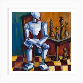 Robot Chess Art Print