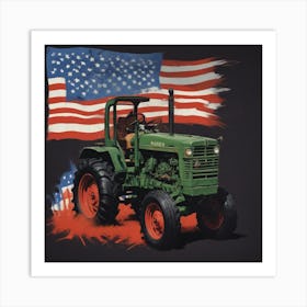 American Flag Tractor 3 Art Print