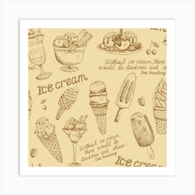 Ice Cream Vintage Pattern Art Print