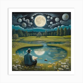 Moonlight In The Meadow Art Print