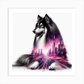 Collie silhouette 1 Art Print