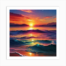 Sunset Over The Ocean 123 Art Print