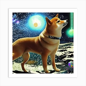 Shiba Inu in Space Art Print