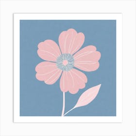 A White And Pink Flower In Minimalist Style Square Composition 595 Art Print