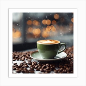 Coffee Cup With Coffee Beans 4 Art Print