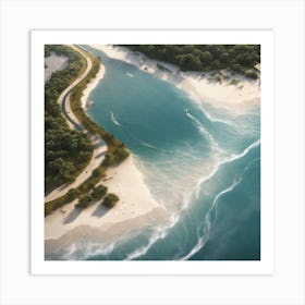 Aerial View Of A Beach Art Print