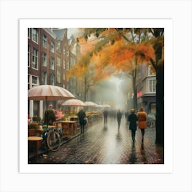 Amsterdam cafes, autumn season Art Print