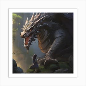 Dragon And Girl Art Print