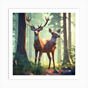 Deer In The Forest 79 Art Print