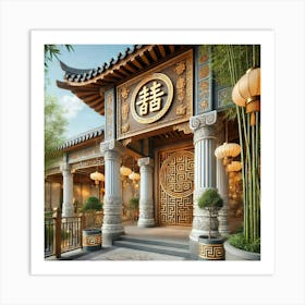 A Picturesque Exterior Of A Taoist Temple Fused Wi Art Print