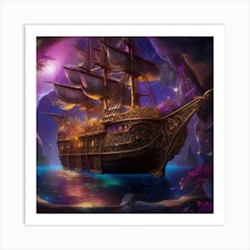 Ship In The Night Art Print