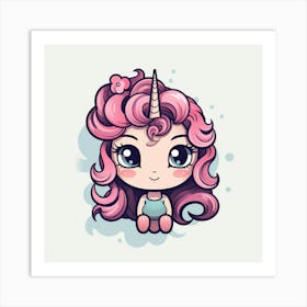 Cute Unicorn Girl 1 Art Print