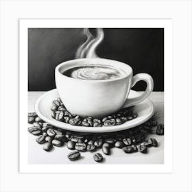 A Captivating Portrait Of A Coffee Wall Art Detailed In Subtle Pencil Shading Integrate Coffee 1 Art Print