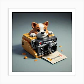 Corgi With Camera Art Print