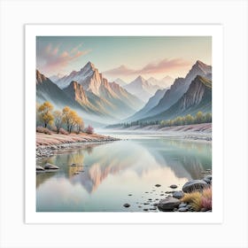 Sunrise In The Mountains 1 Art Print