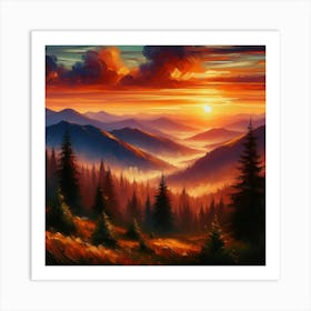 Sunset In The Mountains 37 Art Print