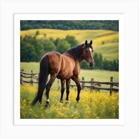 Horse In A Field 4 Art Print