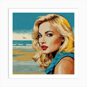 Blonde Beach Babe Art Print