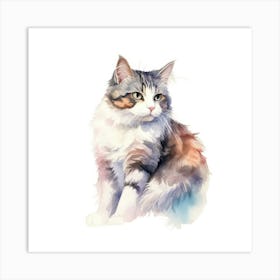 Cymric Cat Portrait 1 Art Print