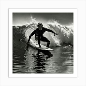 Black And White Surfer 9 Art Print