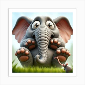 Elephant And Mouse 2 Art Print