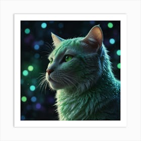 Green Cat Art Print