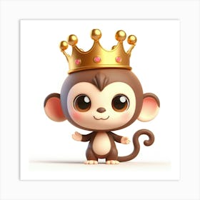 Cute Monkey With A Crown Art Print