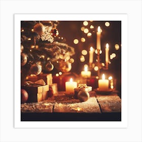 Christmas Tree With Candles 1 Art Print