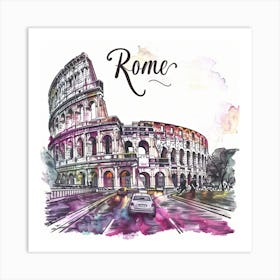 Watercolor Of Rome 1 Art Print