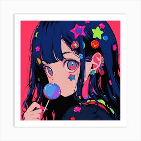 Anime Girl With Lollipop Art Print