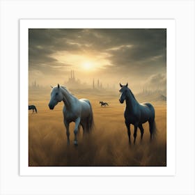 Horses In A Field 28 Art Print