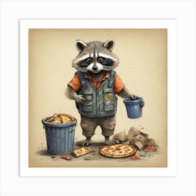 Raccoon Pizza 1 Art Print